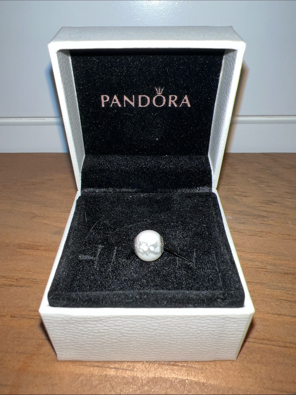 Pandora Authentic Retired White Marble-Effect Charm Bead